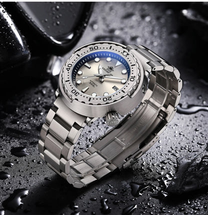 Herren-Luxus-Tuna-Taucheruhr mit Saphirglas und 300 m Tiefe