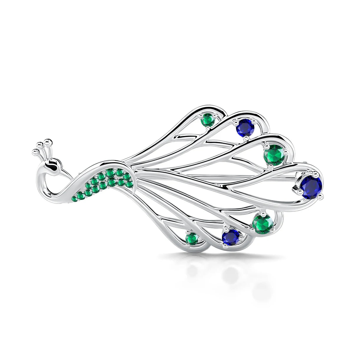 Brosche Pfau Sterlingsilber Nano-Steine Designer Luxus Trend Damen