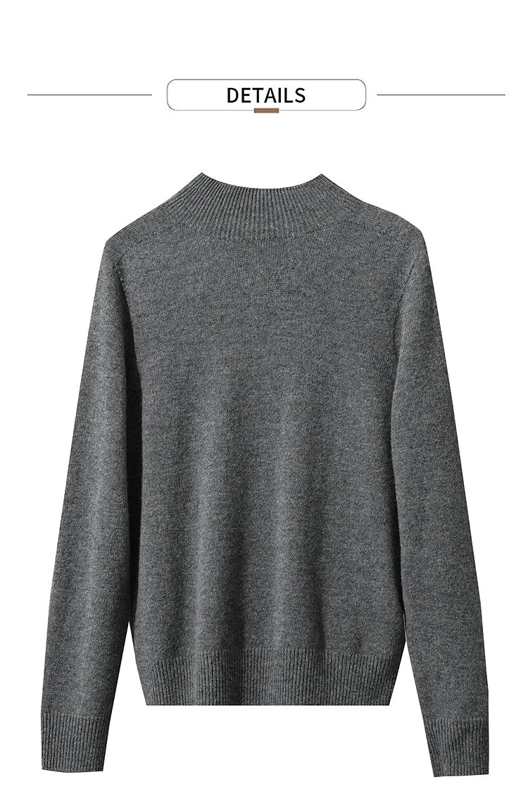 Damen-Halbrollkragen-Pullover 100 % Wolle warm vielseitig Winter