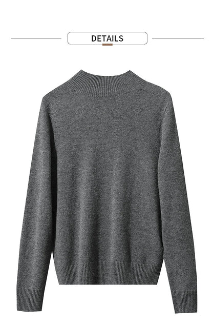Damen-Halbrollkragen-Pullover 100 % Wolle warm vielseitig Winter