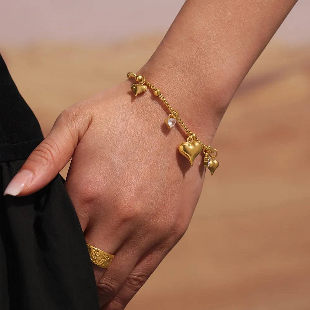 Damen-Armband mit Herz-Zirkonia aus Edelstahl