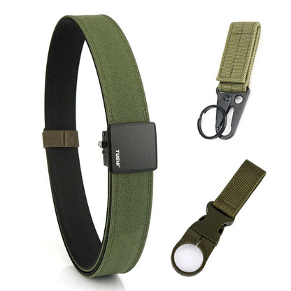 Herren-Taktischer Gürtel aus Nylon mit Metall-Automatik-Schnalle, robuster Alltags- und Arbeitsgürtel