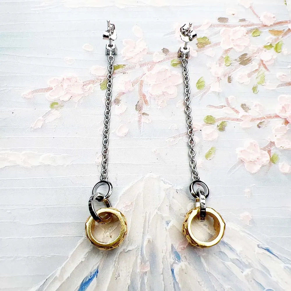 Damen-Ohrtropfen goldene Krone Vintage Rock II aus Sterlingsilber