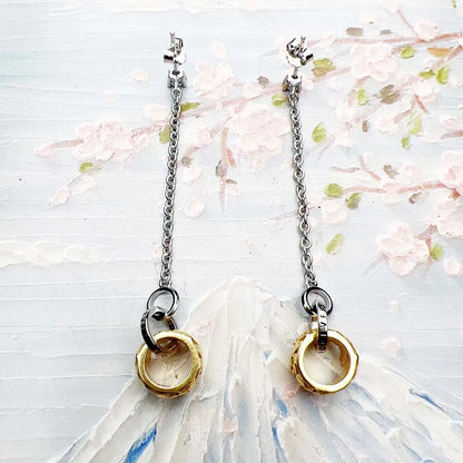 Damen-Ohrtropfen goldene Krone Vintage Rock II aus Sterlingsilber