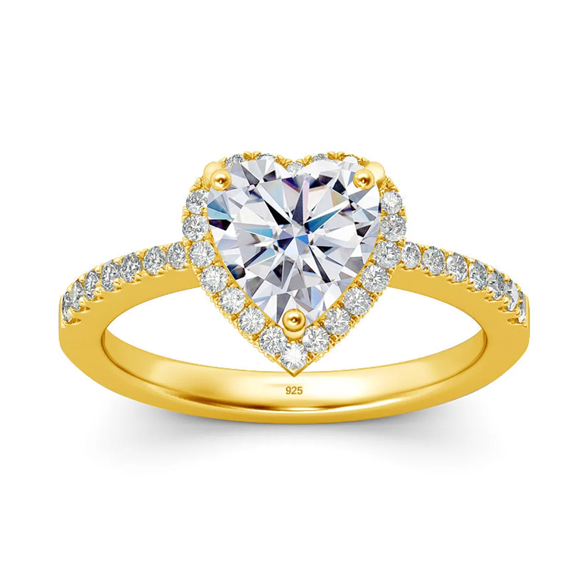 Damen-Herz-Ring Aus 925er Silber Mit 1ct Moissanit Und Zertifiziertem Schmuckstück