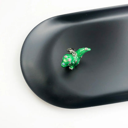 Damen-Charm-Anhänger grüner Dinosaurier süß DIY aus Sterlingsilber