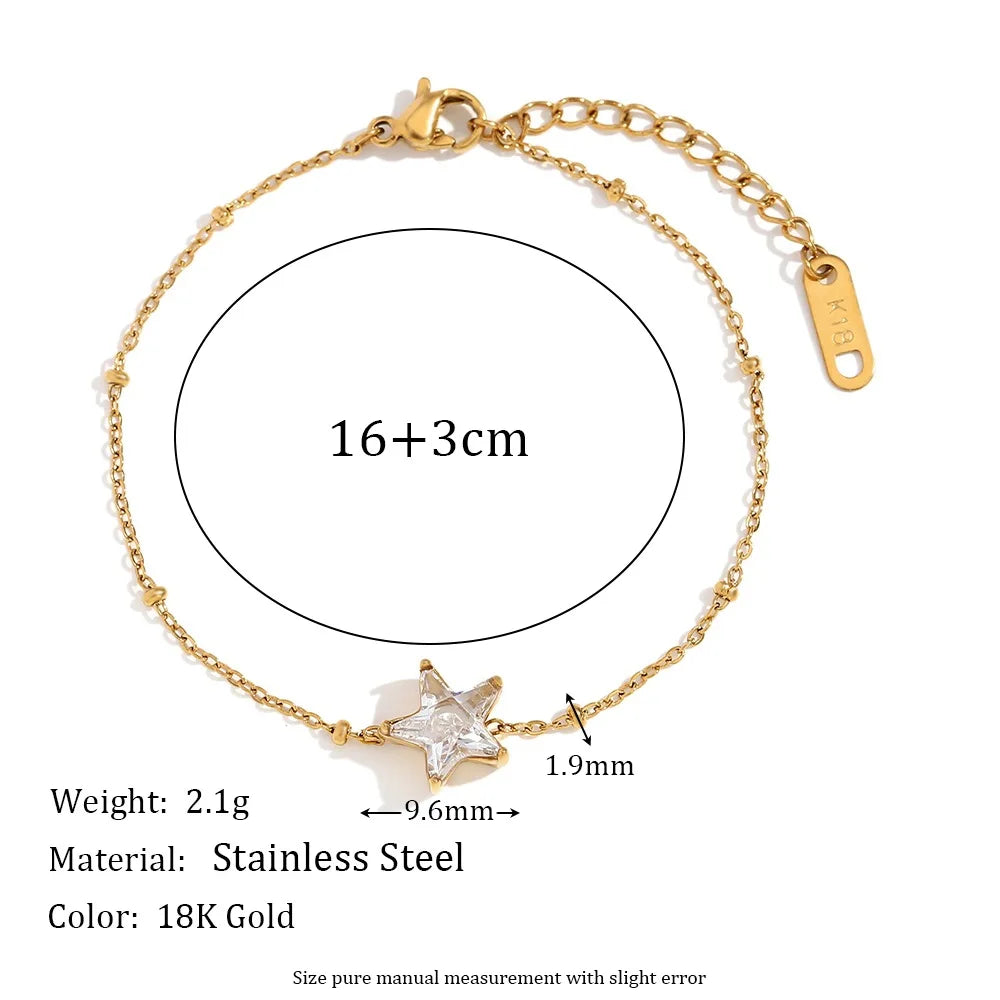 Damen-Armband mit Zirkon-Sternen aus Edelstahl