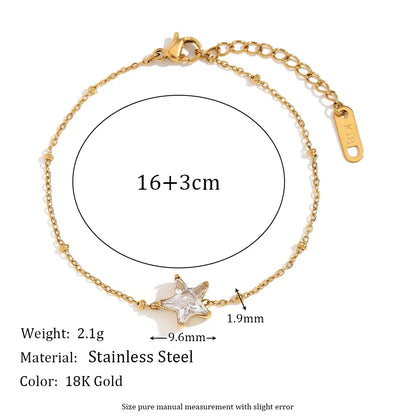 Damen-Armband mit Zirkon-Sternen aus Edelstahl