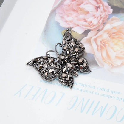 Brosche Schmetterling Strass Kristall Dunkel Winter Insekt Modeschmuck
