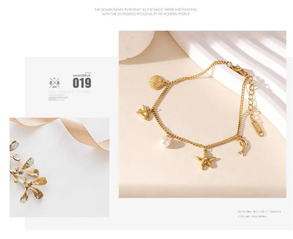 Damen-Charm-Armband mit Ozean-Motiven aus Edelstahl