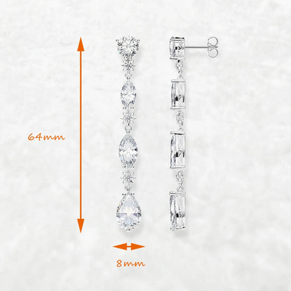 Damen-Ohrtropfen weiße Zirkonia Tropfen Sommer aus Sterlingsilber
