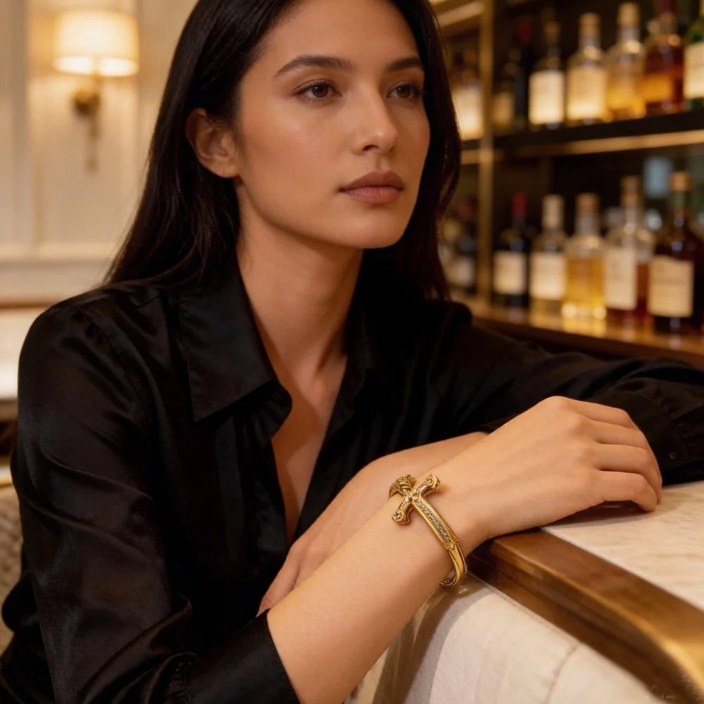 Damen-Armreif Schwert golden Warrior