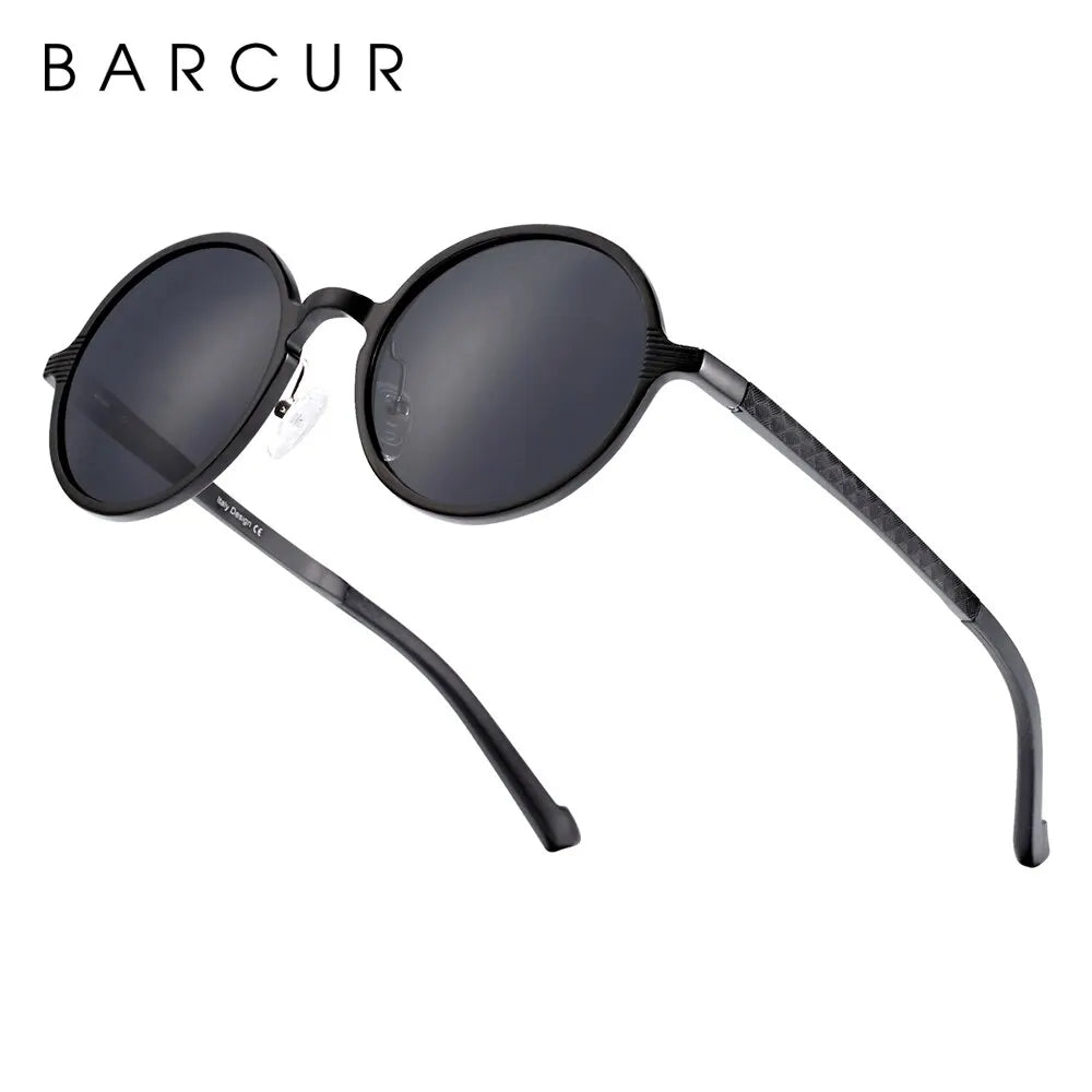 Sonnenbrille rund schwarz Retro Vintage polarisiert UV400 Herren Damen