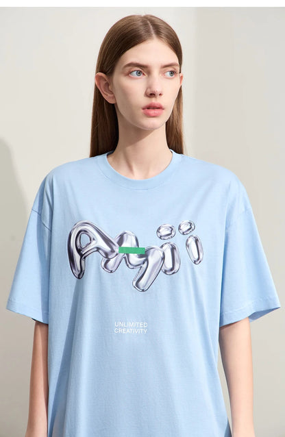 Damen T-Shirts im lässigen Stil mit O-Ausschnitt und modischem Druck