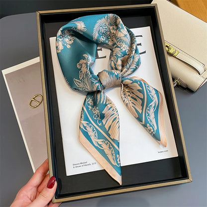 Damen Seidenschal quadratisch einfarbig Halstuch Bandana Foulard Frühling Sommer