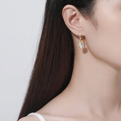 Damen-Tropfenohrringe aus Moissanit, 8 mm, Farbe D, Reinheit VVS1, Gold, mit Zertifikat