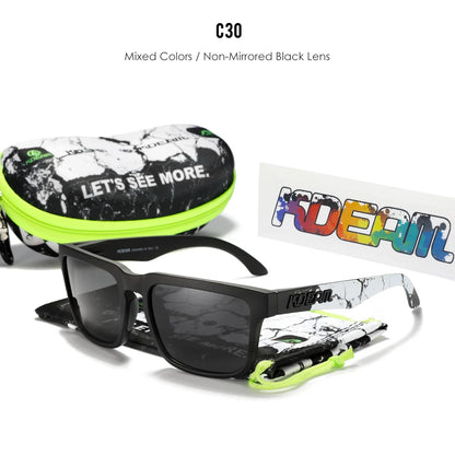 Sonnenbrille quadratisch polarisiert Reißverschlussetui 30 Farben Unisex