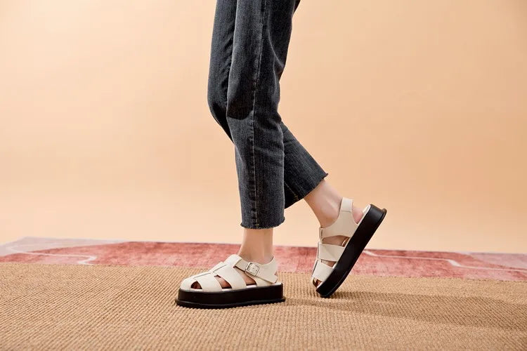 AIYUQI Women's Sandals Closed toe 2025 Summer New Women Roman Sandals Leisure Thick Soled Fashion Woven Women's Shoes Sandals