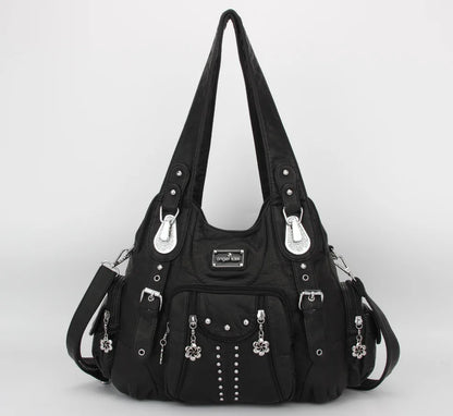 Damen-Schultertasche aus PU-Leder Großes Fassungsvermögen und Eleganter Vintage-Stil