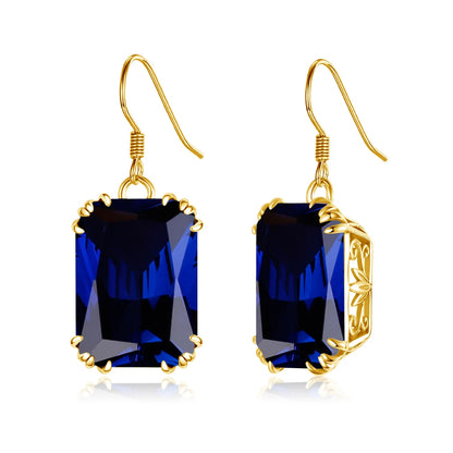 Damen-Tropfenohrringe aus 18K Goldplattierung mit synthetischem Rubin 13x18 mm für besondere Anlässe
