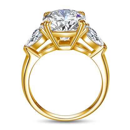 Damen-Ring Moissanit Drei-Stein Kissen-Schliff 5-Karat Zertifiziert Mit Echtheitszertifikat