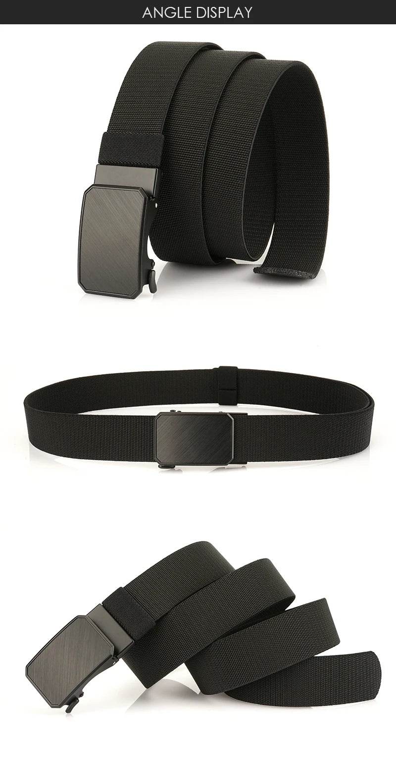 Herren-Gürtel Elastisch mit verstellbarer Passform und Automatische Schnalle aus Nylon 38 Mm Breite