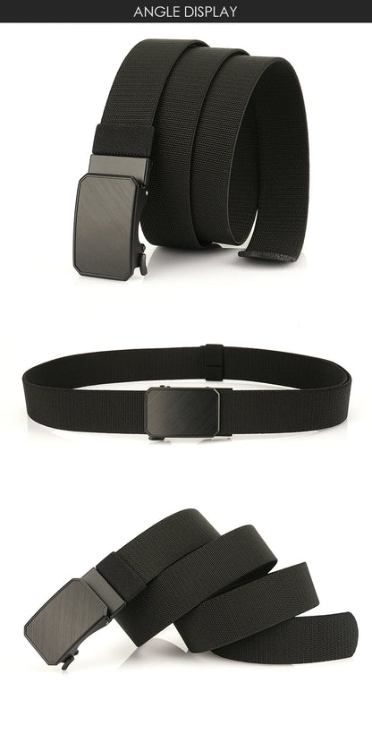 Herren-Gürtel Elastisch mit verstellbarer Passform und Automatische Schnalle aus Nylon 38 Mm Breite