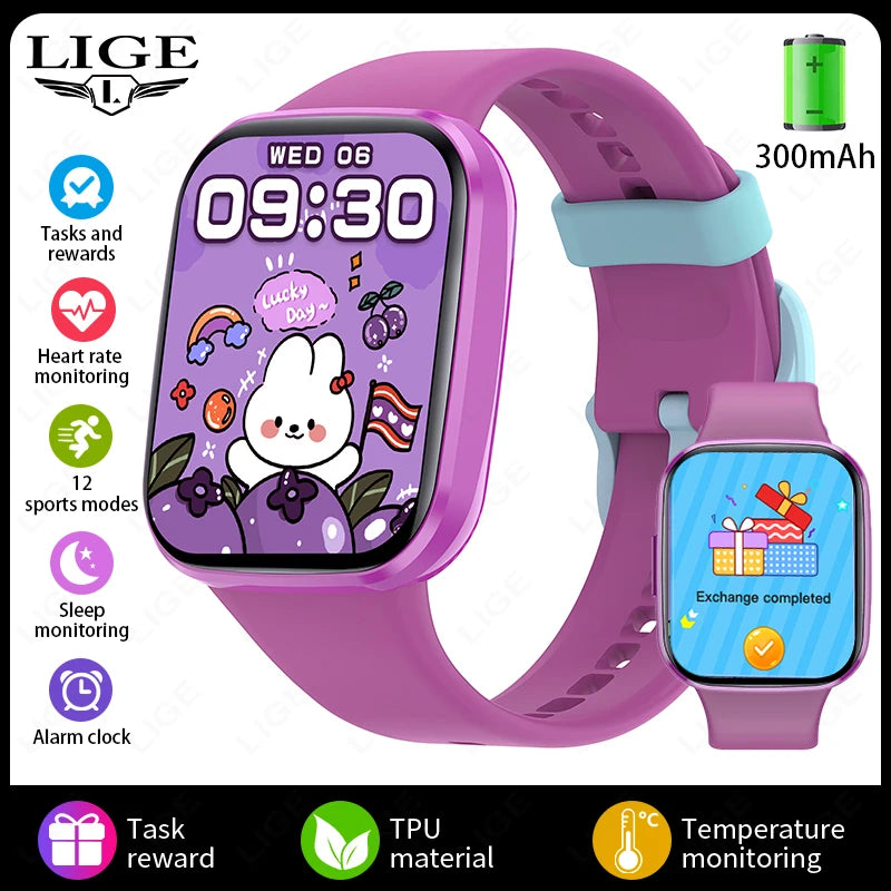 LIGE Multifunktions-Smartwatch für Kinder im Alter von 5–12 Jahren, wasserdicht, für Kinder, Smartwatch, Wecker, Kinder, Studenten, Spiel, Armband, Kinder, Geschenk