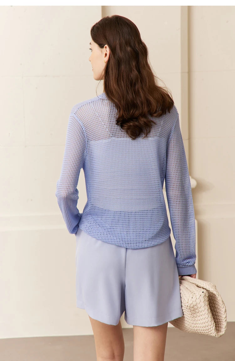 Damen-Strickjacke V-Ausschnitt Viskose locker elegant Frühling