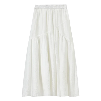 Damen Lyocell Rock in Weiß mit elastischer Taille im lässigen A-Linien-Stil