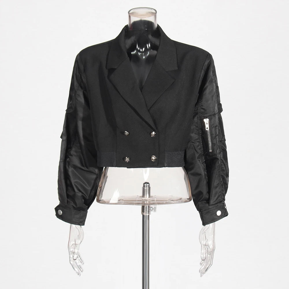 Elegantes Damen-Zweiteiler-Set mit O-Ausschnitt und halblangem Ärmel, bestehend aus farblich abgesetztem Mantel und hoch tailliertem Rock.