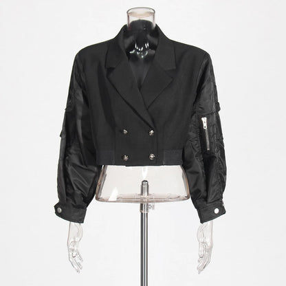 Elegantes Damen-Zweiteiler-Set mit O-Ausschnitt und halblangem Ärmel, bestehend aus farblich abgesetztem Mantel und hoch tailliertem Rock.