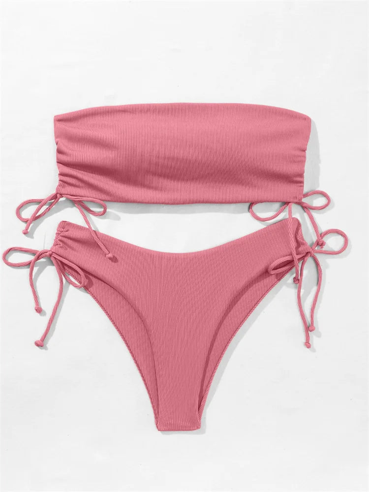 Gestreifter Sexy Bikini für Damen – Zweiteiliges Badeanzug-Set für Strand und Pool