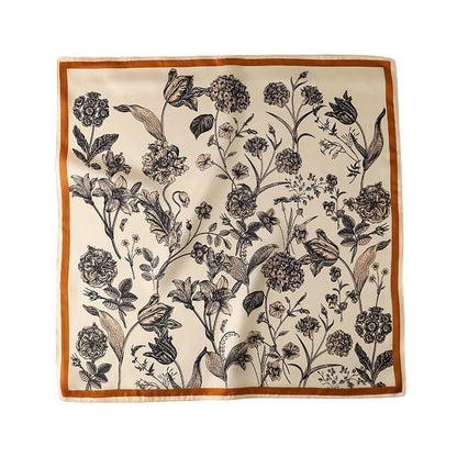 Damen Seidensatin Schal 53cm quadratisch Blumenprint Kopftuch Hijab C