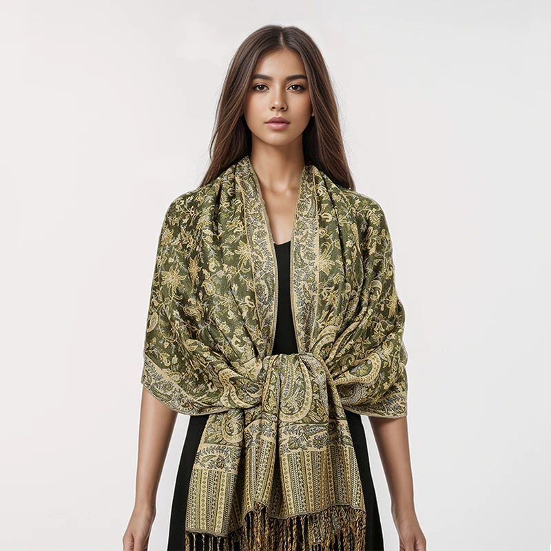Damen Winterschal Kaschmir Jacquard Paisley lang Pashmina Bandana Foulard Luxus