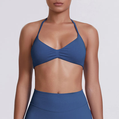 Yoga-BH mit V-Ausschnitt und schmalen Trägern, navyblau