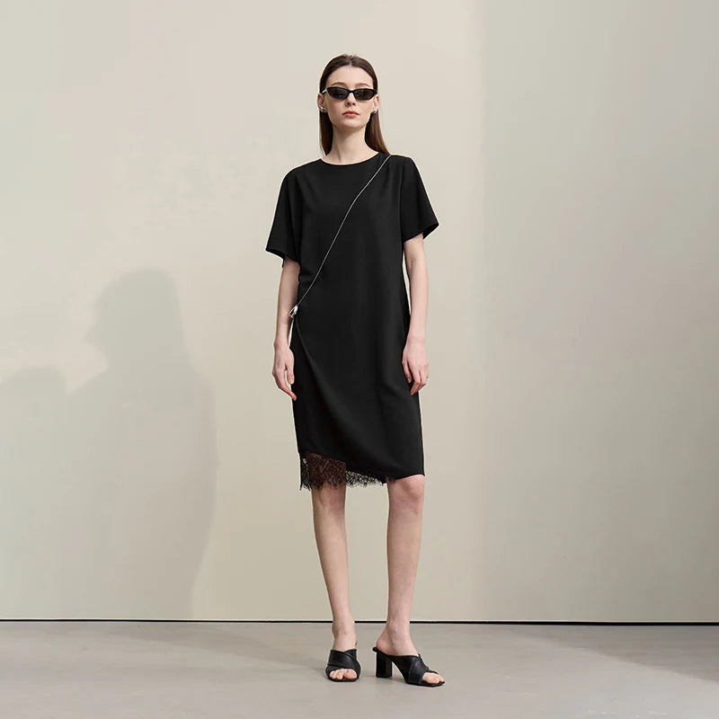 Elegantes Asymmetrisches Chiffonkleid Für Bürodamen