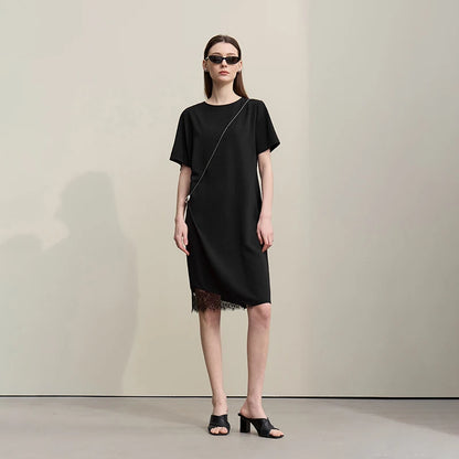Elegantes Asymmetrisches Chiffonkleid Für Bürodamen