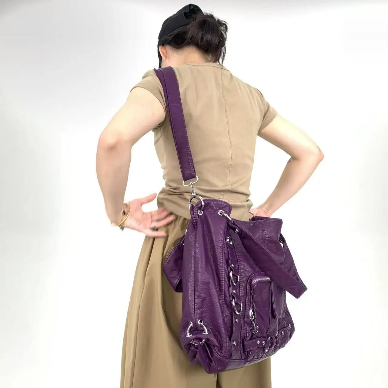 Damen-Vintage-Schultertasche Große Schwarze Mit Top-Griff Und Mehreren Fächern Für Viel Stauraum
