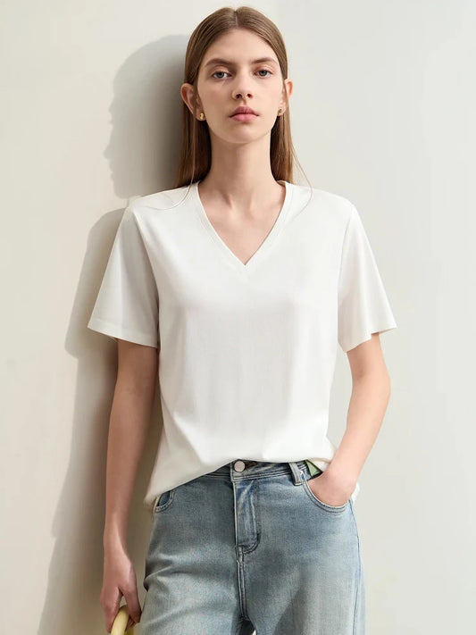 Damen Kurzarm-T-Shirts mit V-Ausschnitt und Sonnenschutz für kühles Gefühl
