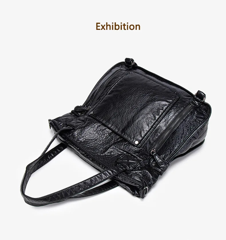 Damen-Handtasche aus weichem Leder mit Mehrfachfächern Große Umhängetasche mit Top-Griff
