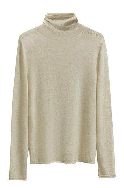 Damen-Rollkragenpullover 100 % Wolle gerade einfarbig Herbst-Winter