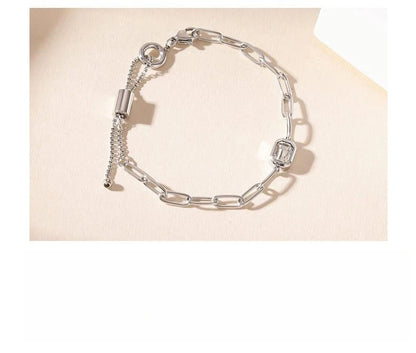 Damen-Kettenarmband mit Zirkonia rechteckig
