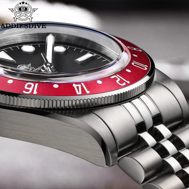 Herren-GMT-Quarzuhr mit Ronda-Werk und Bubble-Glas