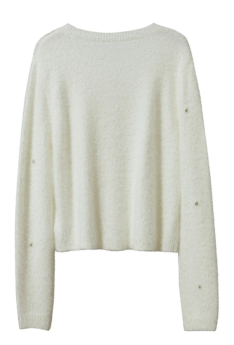 Damen-Rundhalspullover Strickjacke kurz elegant Herbst-Winter