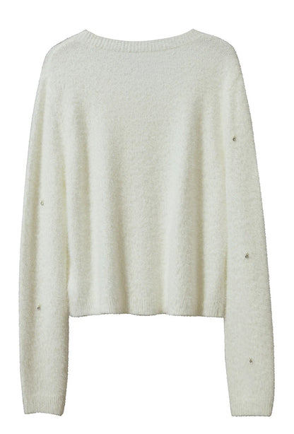 Damen-Rundhalspullover Strickjacke kurz elegant Herbst-Winter