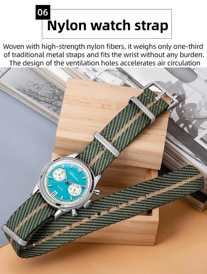 Herren-Chronograph mit Nylonarmband und Bubble-Mirror-Glas
