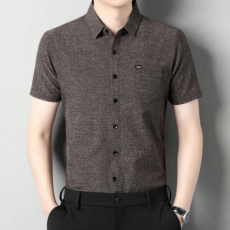 Sommerliches Herren-Kurzarmshirt in Unifarbe – modisches, lässiges Cardigan-Hemd für Jugendliche