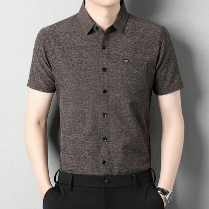 Sommerliches Herren-Kurzarmshirt in Unifarbe – modisches, lässiges Cardigan-Hemd für Jugendliche