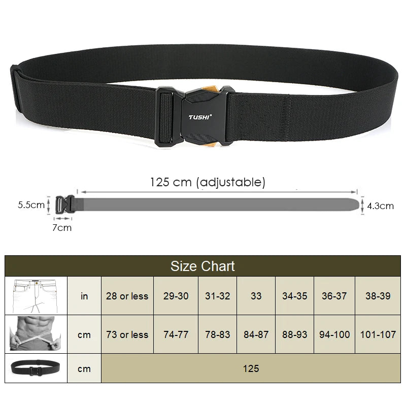 Herren-Taktischer Gürtel aus Nylon mit Elastikband für Outdoor Militärsport Schnellverschluss